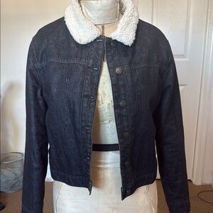 HYFVE Black and White Jean Jacket with Sherpa Collar